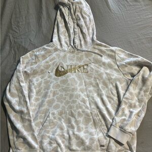Women’s XL Nike Leopard Print Hoodie with Gold Glitter Logo